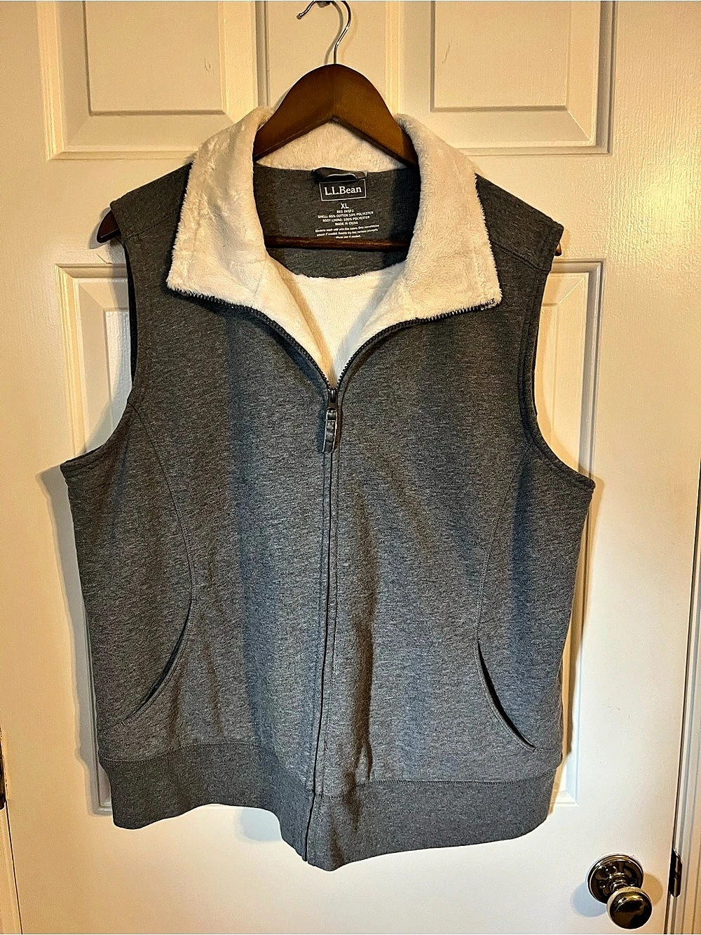 L.L.Bean Fleece-Lined Gray Vest XL Like New